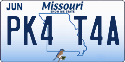 MO license plate PK4T4A