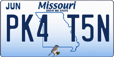 MO license plate PK4T5N