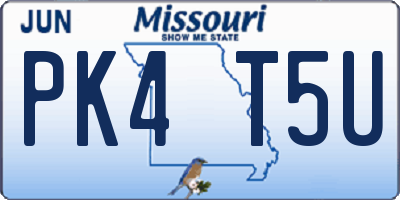 MO license plate PK4T5U