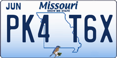 MO license plate PK4T6X