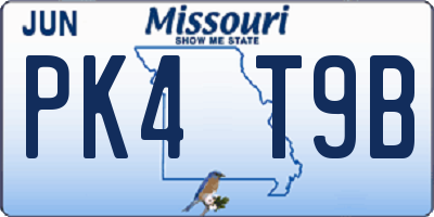 MO license plate PK4T9B