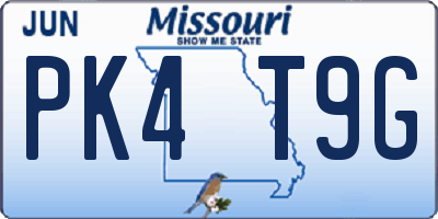 MO license plate PK4T9G