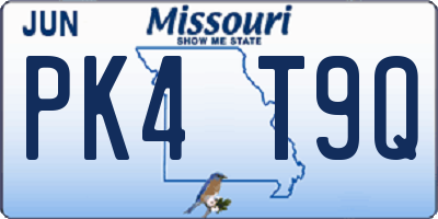 MO license plate PK4T9Q