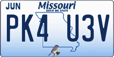 MO license plate PK4U3V