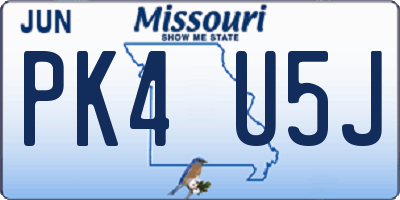 MO license plate PK4U5J