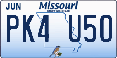 MO license plate PK4U5O