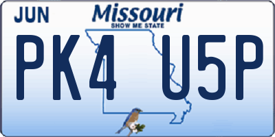 MO license plate PK4U5P