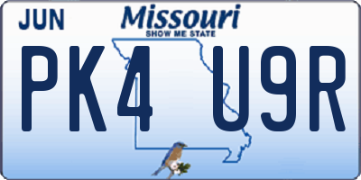 MO license plate PK4U9R