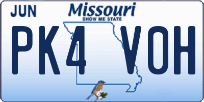 MO license plate PK4V0H