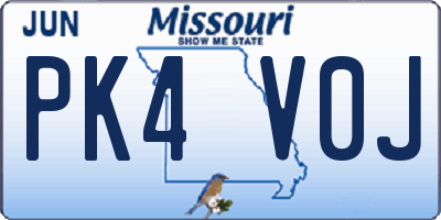 MO license plate PK4V0J