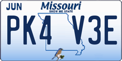 MO license plate PK4V3E