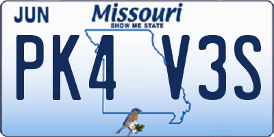 MO license plate PK4V3S