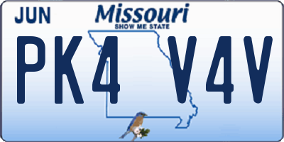 MO license plate PK4V4V