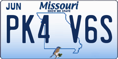 MO license plate PK4V6S