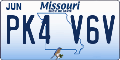 MO license plate PK4V6V