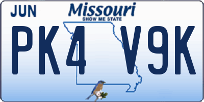 MO license plate PK4V9K