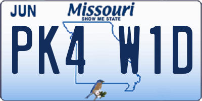 MO license plate PK4W1D