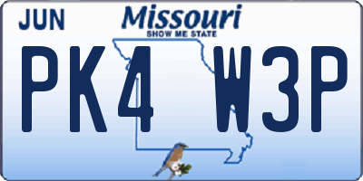 MO license plate PK4W3P