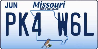 MO license plate PK4W6L