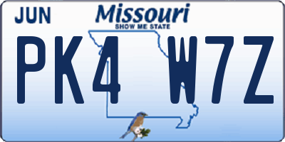 MO license plate PK4W7Z