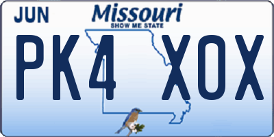 MO license plate PK4X0X