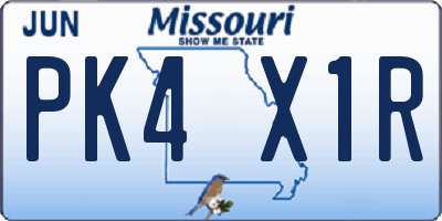 MO license plate PK4X1R