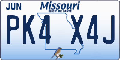MO license plate PK4X4J