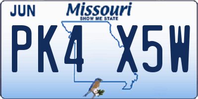 MO license plate PK4X5W