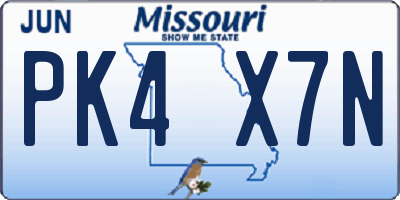 MO license plate PK4X7N