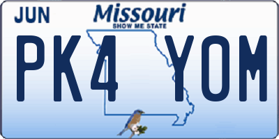 MO license plate PK4Y0M