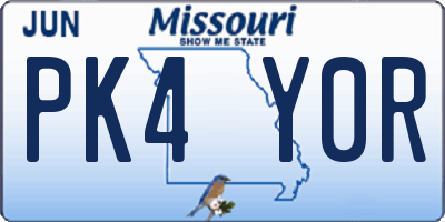 MO license plate PK4Y0R