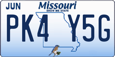 MO license plate PK4Y5G