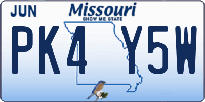 MO license plate PK4Y5W