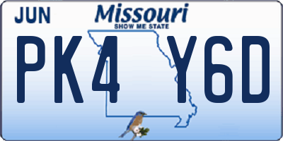 MO license plate PK4Y6D