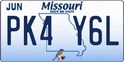 MO license plate PK4Y6L
