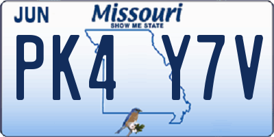 MO license plate PK4Y7V