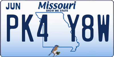 MO license plate PK4Y8W