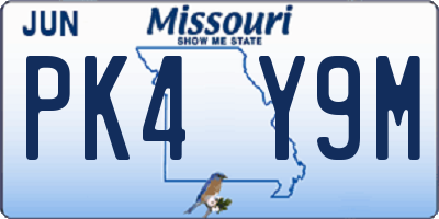 MO license plate PK4Y9M