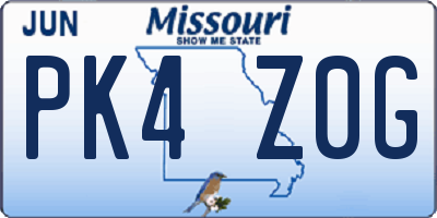 MO license plate PK4Z0G