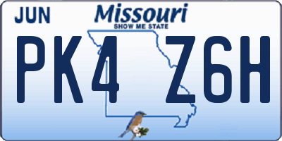 MO license plate PK4Z6H