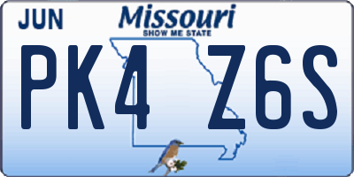 MO license plate PK4Z6S