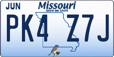 MO license plate PK4Z7J