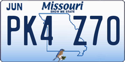 MO license plate PK4Z7O