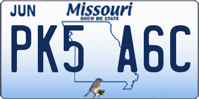 MO license plate PK5A6C