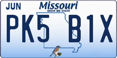 MO license plate PK5B1X