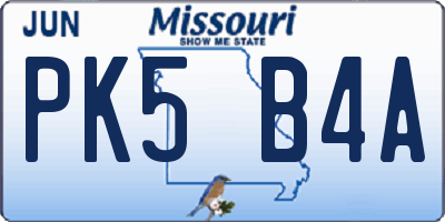 MO license plate PK5B4A