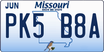 MO license plate PK5B8A