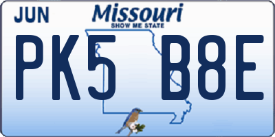MO license plate PK5B8E
