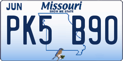 MO license plate PK5B9O