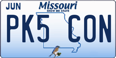 MO license plate PK5C0N